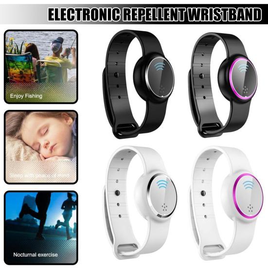 Electronic Ultrasonic Repellent Bracelet DEET Free Rechargeable Portable Waterproof Outdoor Hiking Traveling Adults Kids Repellent Wristband
