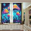 2Pcs Fantasy Mushroom Curtains Glowing Night Scene Pattern Living Room Bedroom Balcony Sunshade Magical Art Decor Curtains