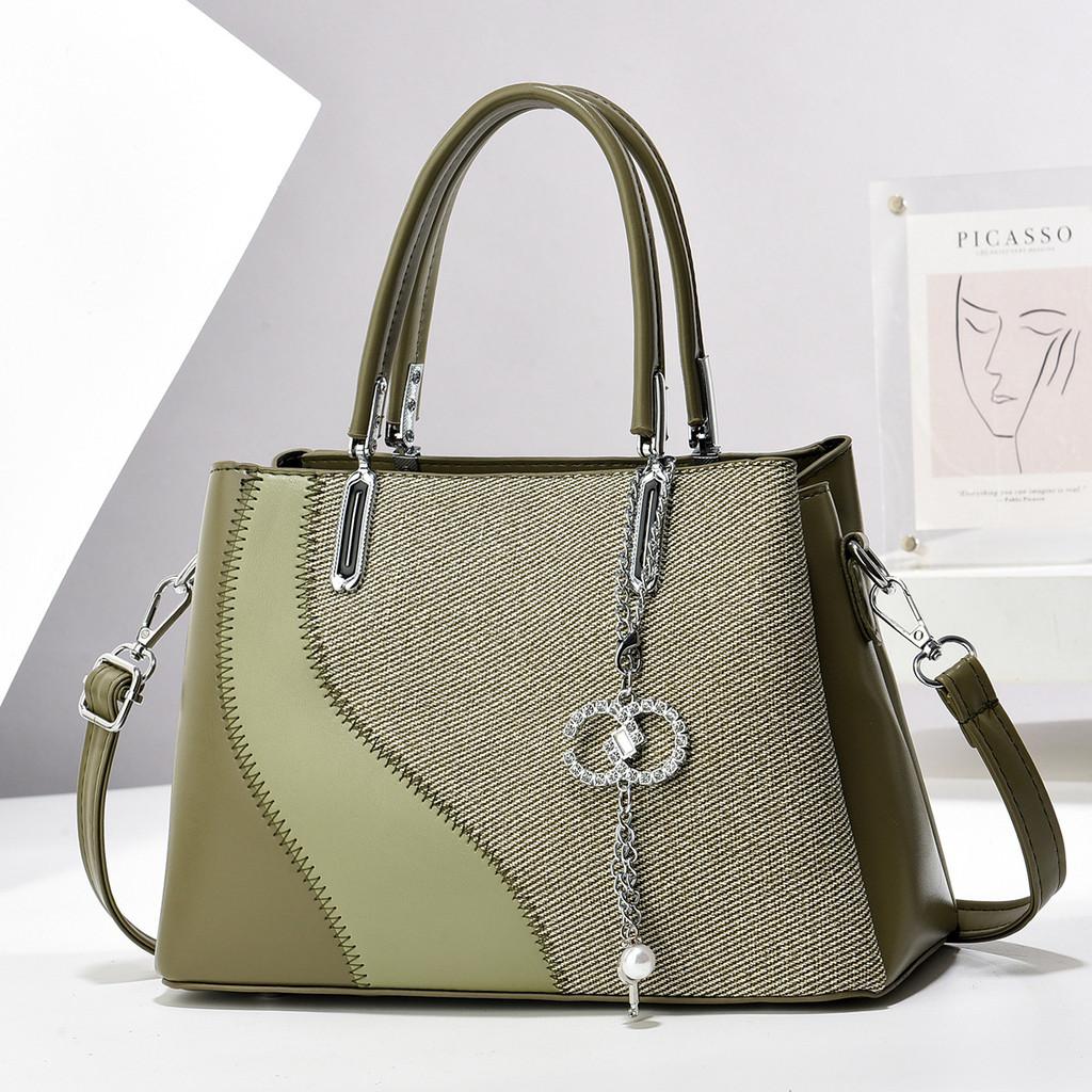 Modische Damen-Umhängetasche Stilvolles Farbblock-Design Mittlere Größe PU-Handtasche