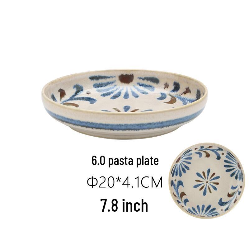 

ZISIZ Okinawa Flower Ceramic Pasta Plate