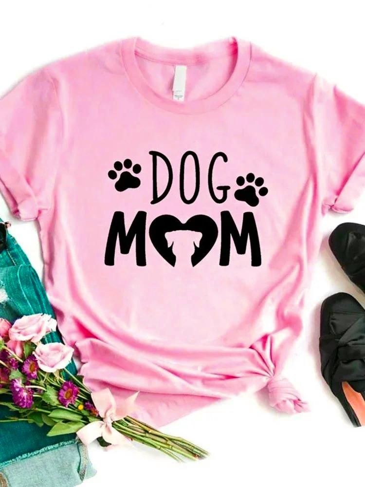 Women T Shirt Dog Mom PAW Print Tshirt Women Short Sleeve O Neck Loose T-shirt Ladies Causal Tee Shirt Clothes Tops