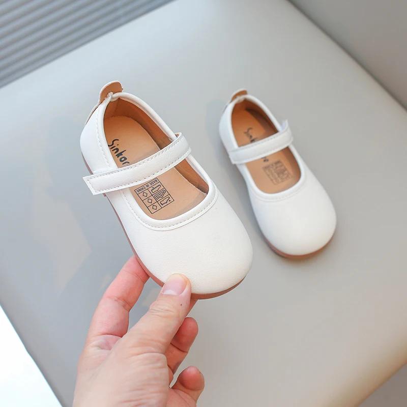 Meisjes Eenvoudige Zachte Mary Janes Mode Prinses Lieve Kinderen Flats Kinderen Leren Schoenen voor Bruiloftsfeest Klassieke Stijl Beige Roze