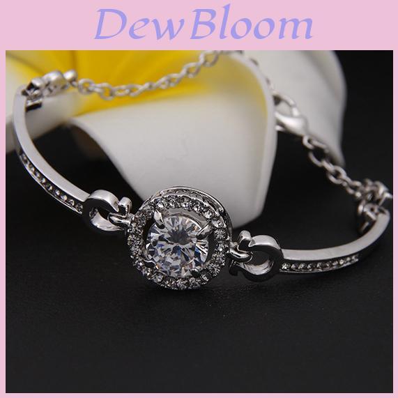 Elegant Zircon Gemstones Button Bangle Bracelet In Stainless Steel For Stylish Girls