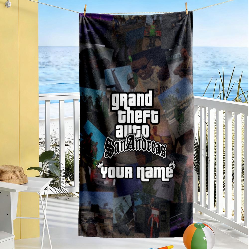 Gta Customizable Name Beach Towel Super Soft Microfiber Quickdry Fabric Portable for SwimmingBeachCamping Travel Beach AccessoriesGym