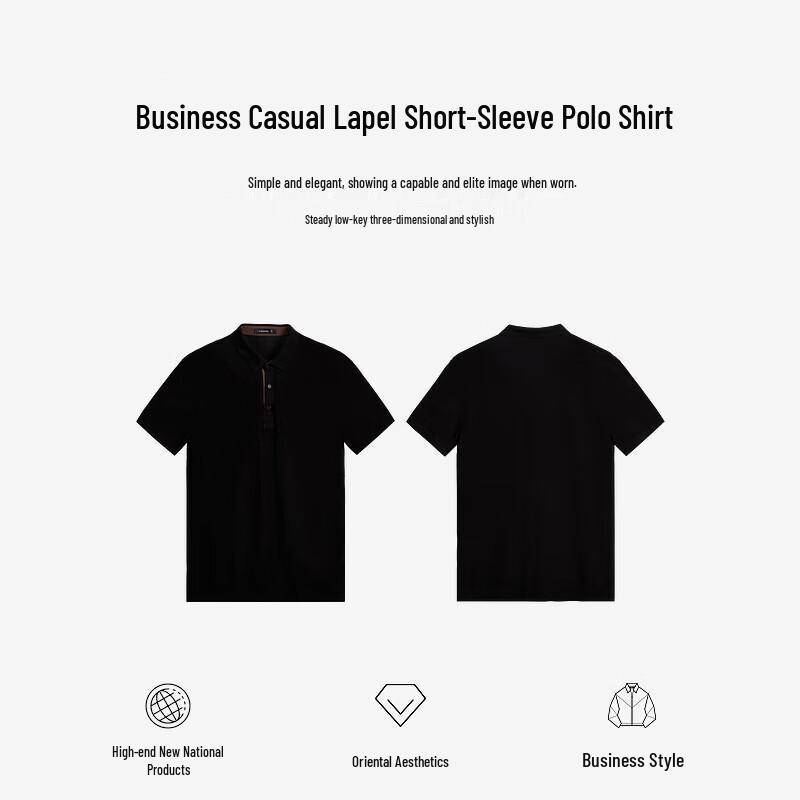 K-Boxing Men's Business Casual Short Sleeve Polo Shirt BTTE2965
