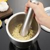 1pc Heavy Duty 304 Stainless Steel Manual Herb , Spice Grinder , Double Layer Thickened Design with Central Pestle ,Bowl, Non Slip Base for Garlic