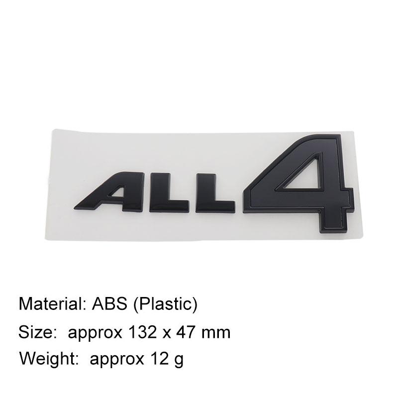 3D Premium ABS ALL4 Letters Sticker Tail Bumper Badge Auto Rear Trunk Emblem Accessories Exterior Decoration