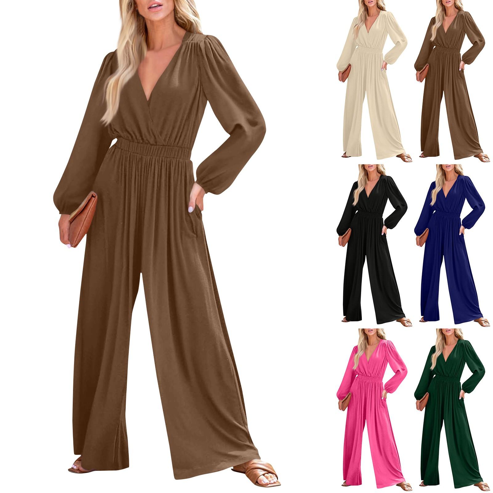 

Комбинезон с длинным рукавом и V-образным вырезом, элегантный женский нарядный повседневный боди