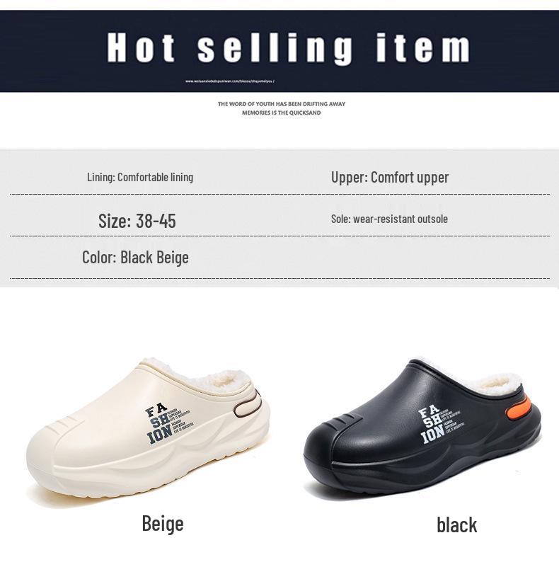 Winter Couple Velvet Warm Soft Sole Cotton Slippers - Thickened Half Slippers for Women, Postpartum Care