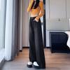 Women's Black-Grey High-Waisted Loose Fit 2025 Autumn Wide-Leg Slimming Drape Straight-Leg Floor-Length Jeans