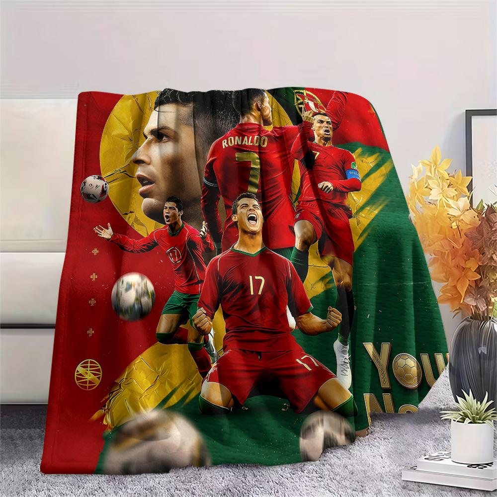 1PC Custom Name CR7 Patterned Flannel Blanket Suitable For All Seasons for Home Decor Warmth and Comfort Gifts Holiday Present -HE118