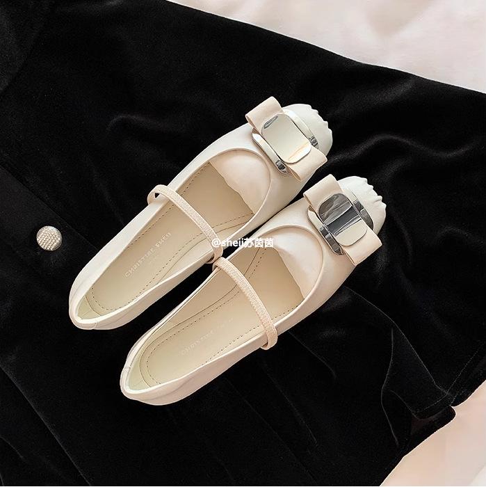 

Весна 2025 Кожаные балетки Мэри Джейн с бантом и квадратным носком Size 36