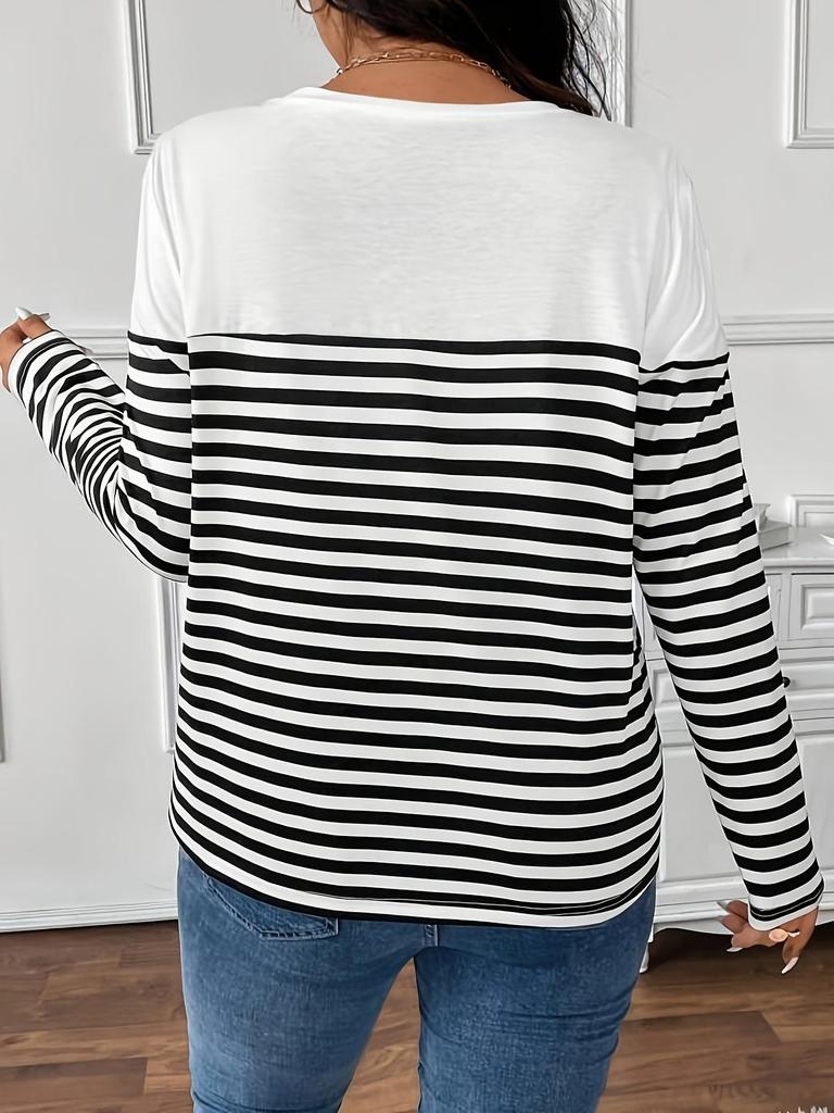 2026 Spring/Summer Elegant Striped Women's Long-Sleeved Top