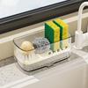 Sink Caddy with Auto Drain Tray Kitchen Sink Sponge Holder Detachable Sink Organizer for Countertop Storage Sponges Soap Cleaning Supplies