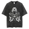 Men Fashion Washed T Shirt Streetwear Graphic Print Harajuku Hip Hop T-Shirt Summer Black Short Sleeve Cotton Loose Tops Tees