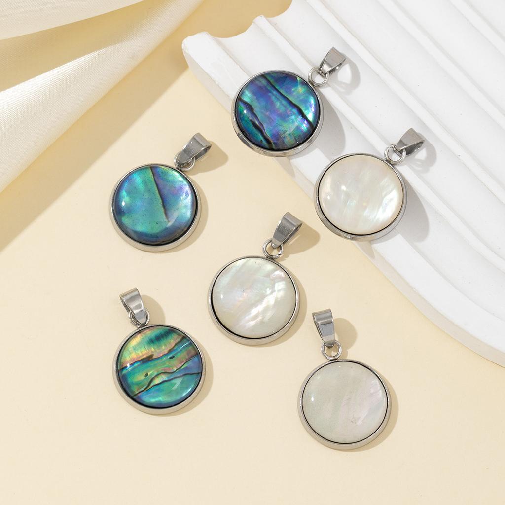 2Pcs Necklace Pendant Natural Shell Beads Round Pendant 27x17mm For Jewelry Making DIY Necklace Bracelet Earrings Accessory