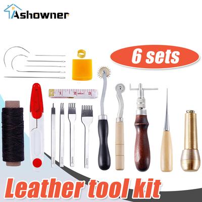 Professional Leather Craft Tools Sewing Repair Kit Hand Sewing Stitching Punch Carving Work Saddle Set Leather Craft Needles Set