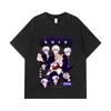 275 GSM Washed T-shirts 100% Cotton Jujutsu Kaisen V6 Gojo Print Unisex Heavy Cotton T Shirt