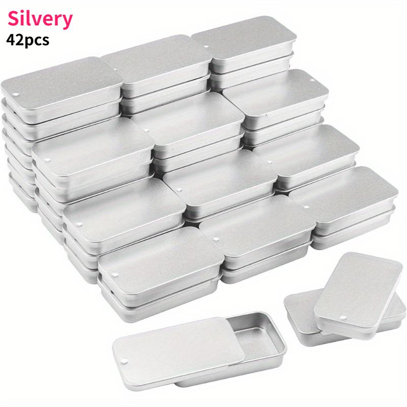 

42pcs Metal Can Containers Set with Lids Sliding Lid Storage Boxes for Small Items Jewelry Earrings Handicraft Organizer Storage