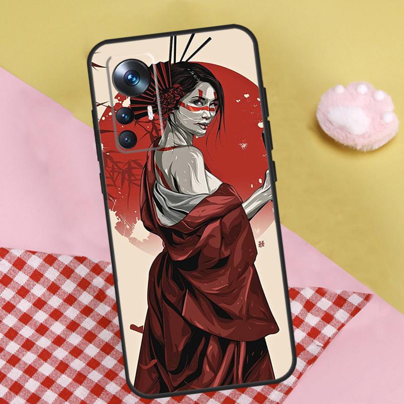 Samurai Warrior Geisha Case For Xiaomi 13 13T Pro 12T 11T 12 Lite 12X POCO X3 X5 Pro X4 F4 GT M5 M5s F3 F5 Funda