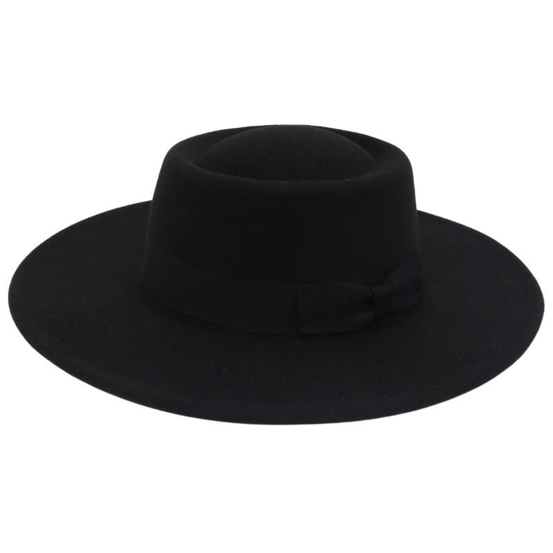 Popular Top Hat Versatile Bow Dome Convex Top Big Brim Fashion Casual Woolen Felt Hat Top Hat Hat