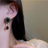 New Vintage Black Crystal Drop Earrings for Women Luxury Design Elegant Rhinestone Dangle Earring Goth Jewelry Gifts