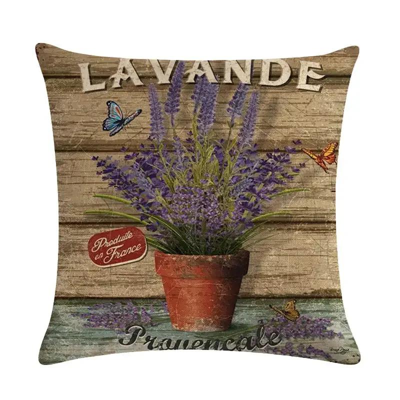 45X45Cm Decorative Throw Pillows Case Purple Lavender Flower Pillowcase Decorations Home Navidad Decor Flower Floral Decor