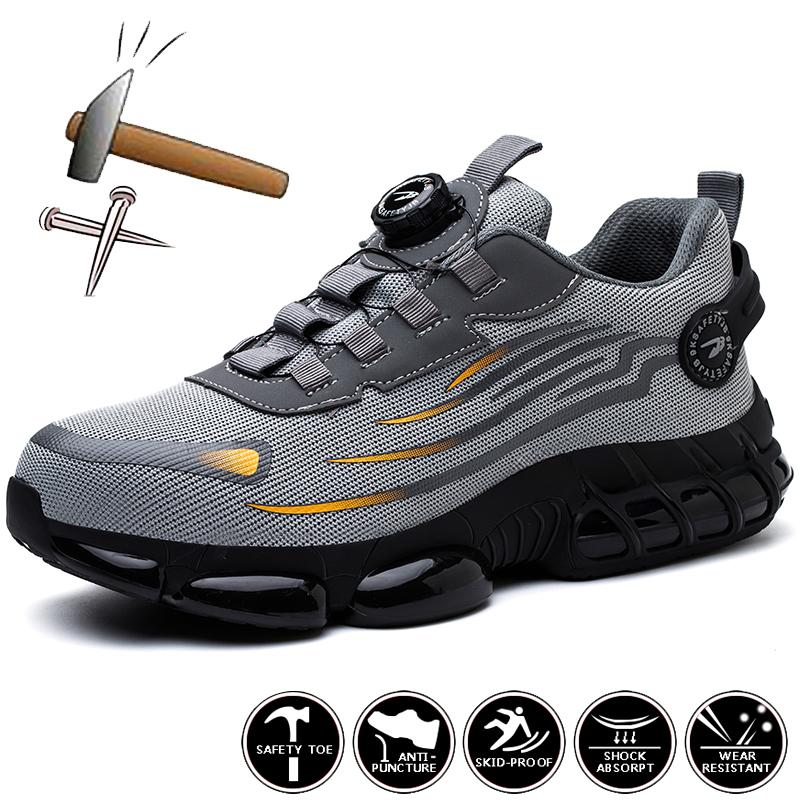 Męskie trampki robocze Oddychające buty robocze ze stalowymi noskami Poduszka powietrzna Męskie sportowe buty ochronne Damskie odporne na przebicie buty budowlane