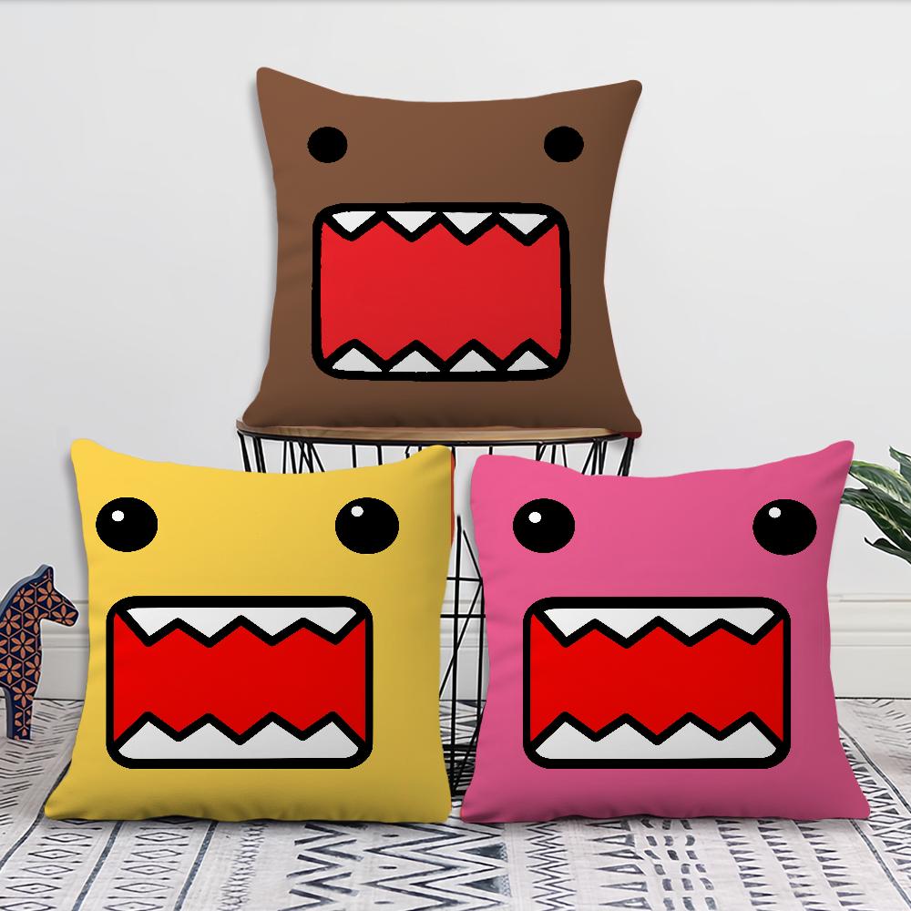 Cute Funny Cartoon Meme D-Domo Kun Pink Brown Comfortable Soft Pillow Case For Sofa Living Room Home Decor Protective Covers