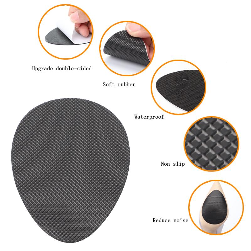 Self-Adhesive Anti-Slip Pads Shoes High Heel Sole Protector Rubber Cushion Insole Forefoot Non-Slip Heels Sticker Pads 2pcs/Pair