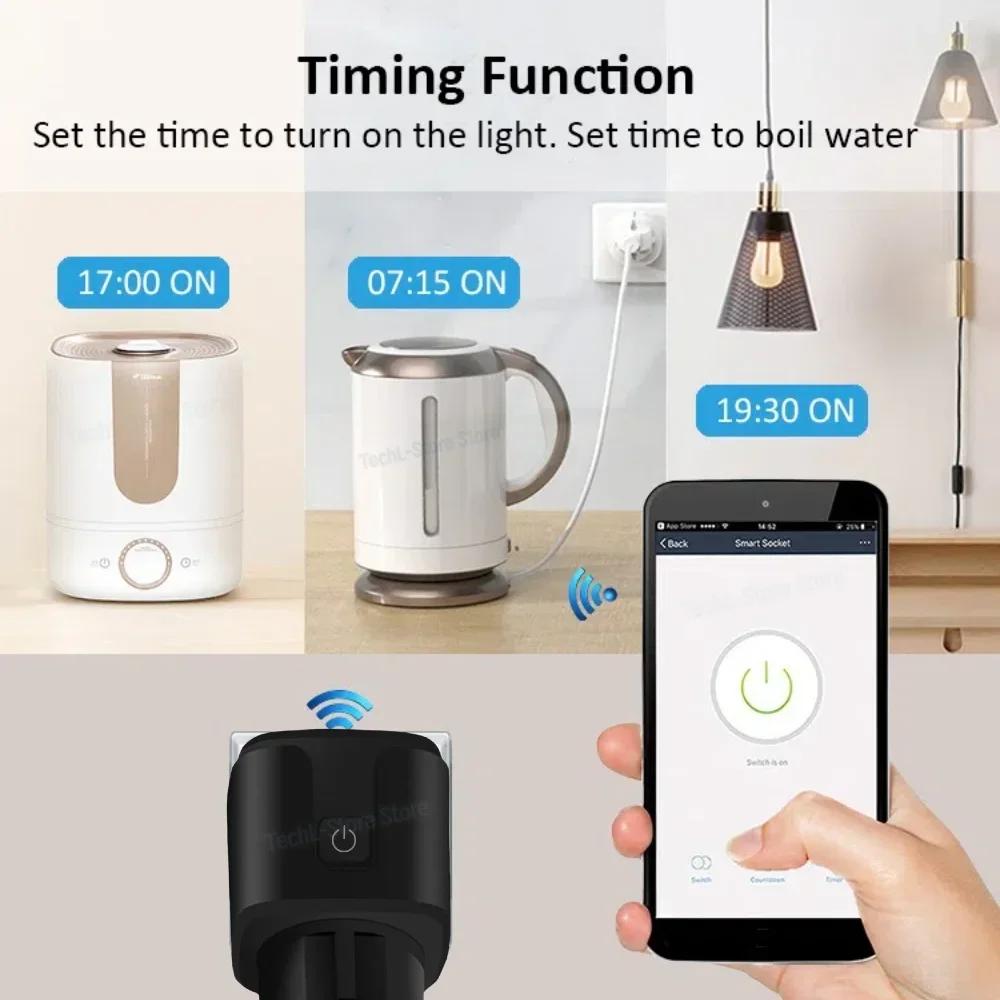 433MHZ RF WIFI Remote Control Switch Wireless Electrical Sockets AC 220V 15A Single Plug and Transmitter for Home Appliance Led