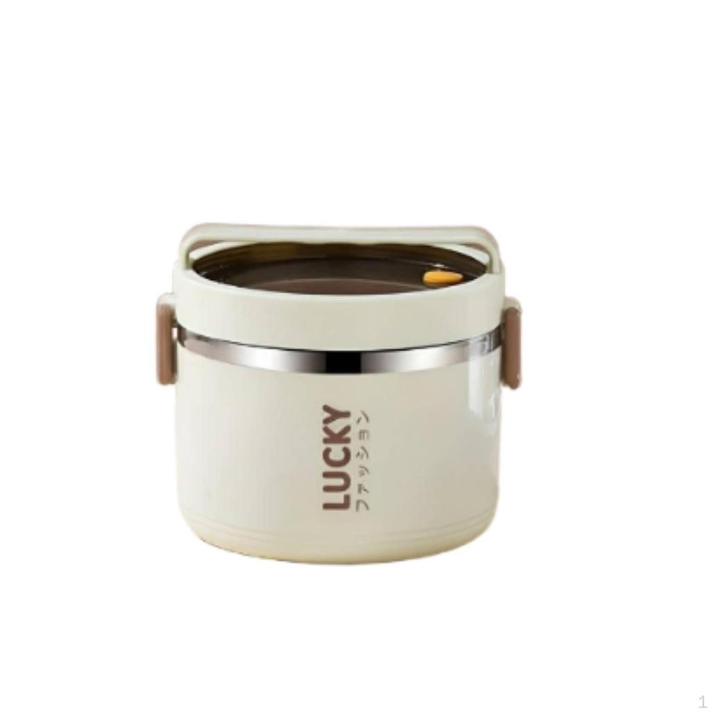Stainless Steel Lunch Box, DoubleLayer Bento, Lid, Separate Compartments, Office, Minimalist
