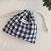 Floral Plaid Drawstring Pouch: Sundries, Keys, Coin, Card & Phone Holder