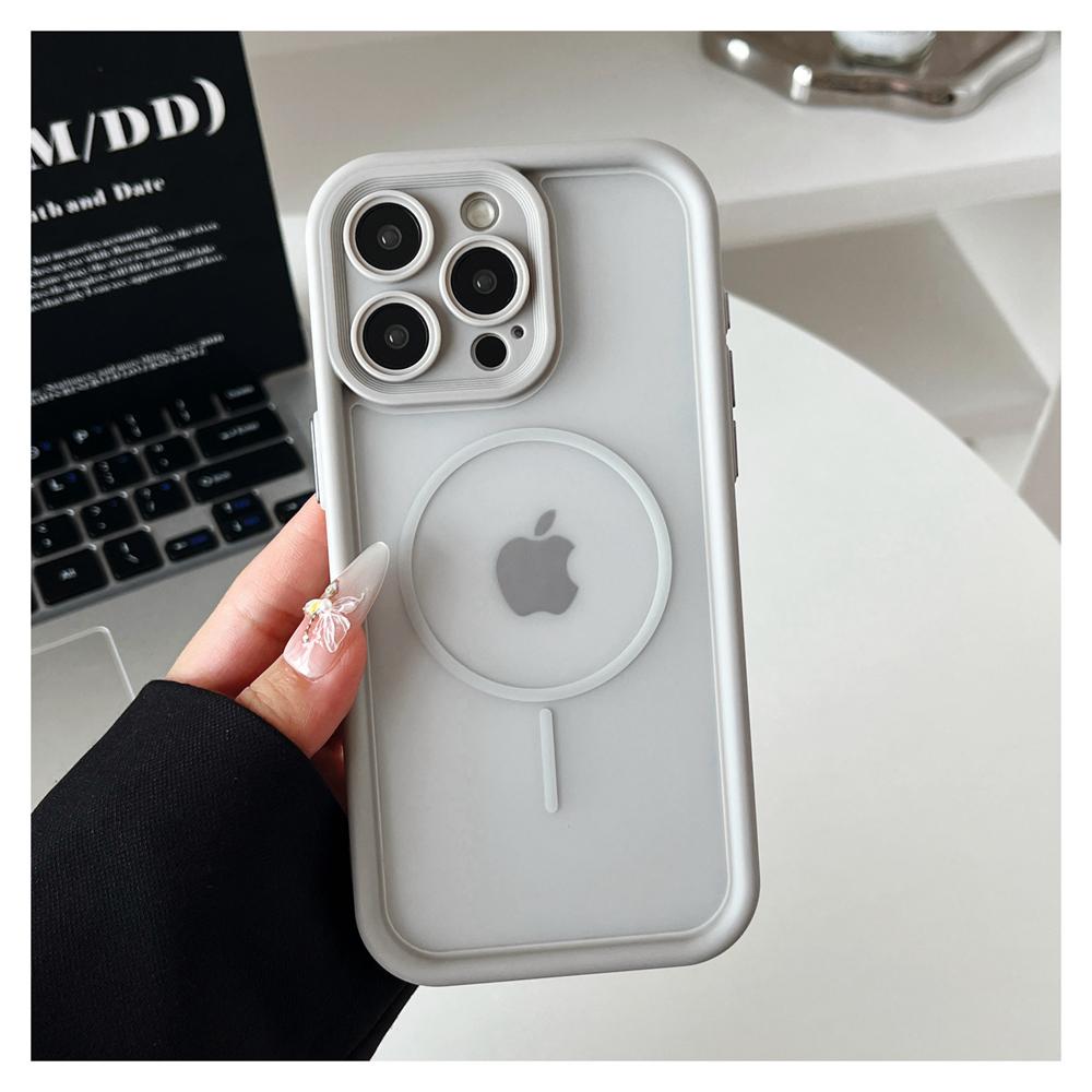 KEYSION Przezroczyste Matowe Magnetyczne Etui MagSafe do iPhone 15 16 Pro Max 16 Plus Silikon+PC Pogrubiona Ramka Odporne na Wstrząsy Pokrowiec na Telefon