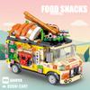 City Street View Ice Cream Car Food Shop Mini Building Blocks Camping Vehicle Friends Bricks DIY Toys for Children Girls