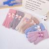 Plush Gloves for Cycling Warm and Plush Touch Screen Butterfly Knot Knitted Gloves for Women In Winter