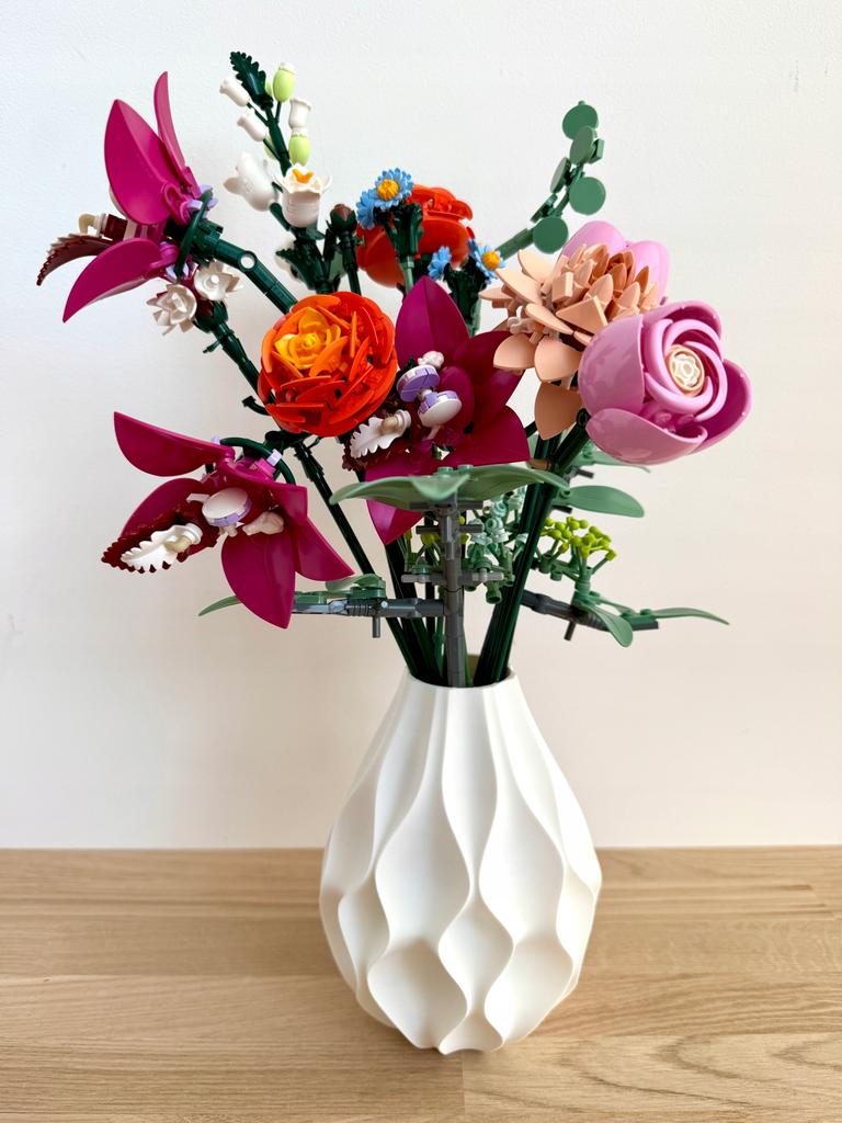 Vase für Lego für künstliche Blumen Gräser dekorativ modern weiß 17cm