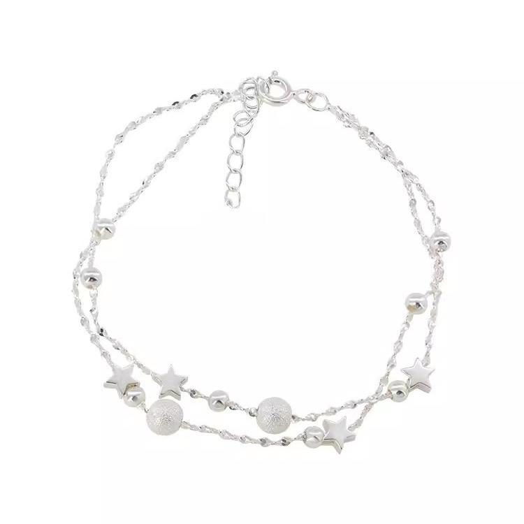 Elegant Double-Layered Star & Pearl Bracelet for Women