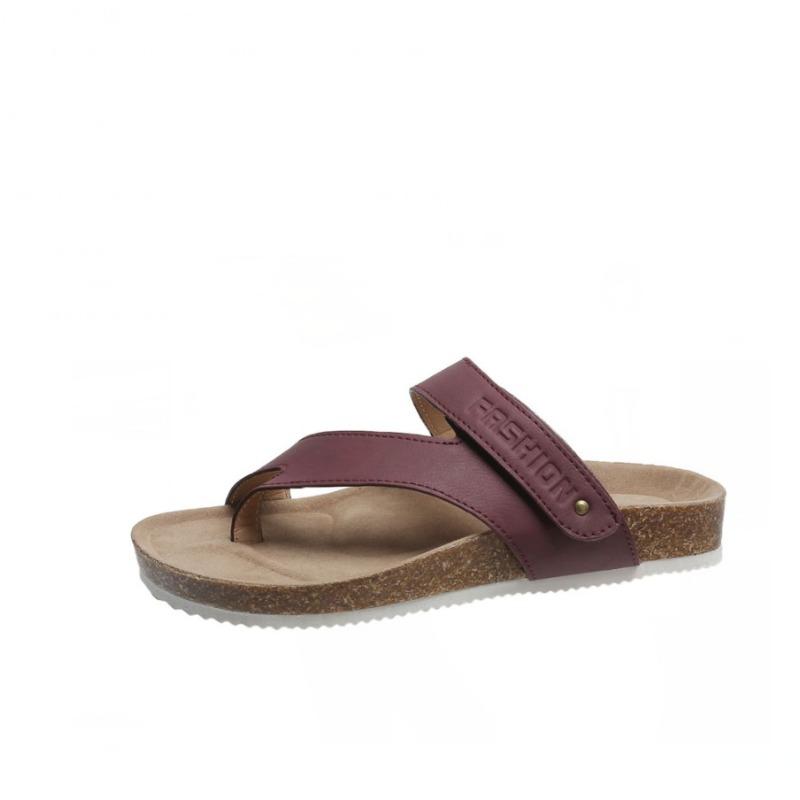 Summer new fashion outer wear non-slip cork cover toe pinch foot beach cool slippers women's flat slippers