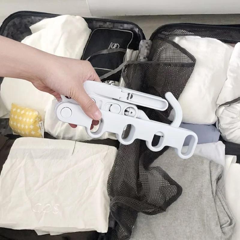 Foldable Travel Hanger Folding Clothes Drying Rack Travel Hangers Portable Hanging Rack with 5 Holes for Hotel Camping Travel