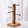 Innovative Hanging Wooden Frame Glass Hydroponic Vase Green Ivy Glass Vase Flower Container Desktop Decoration Ornament