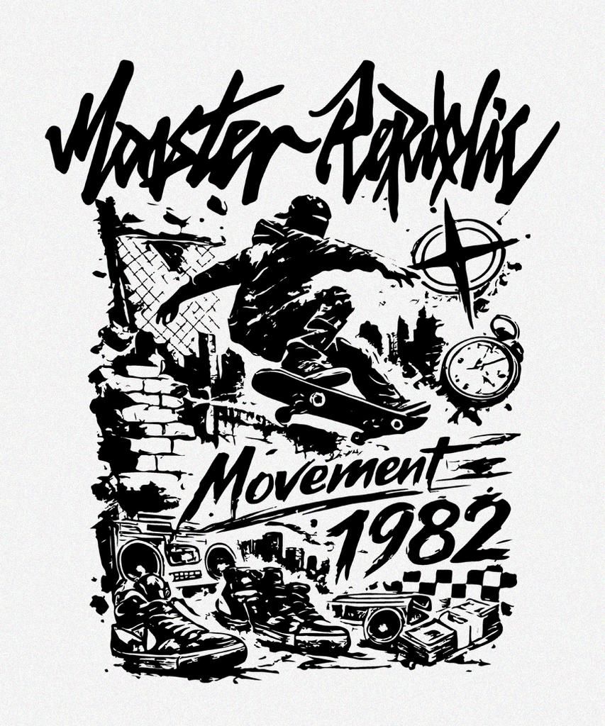 MONSTER REPUBLIC 1982 Movement Black T-Shirt White_9132