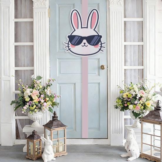 Osterhase Türrahmen Dekoration Cartoon Hase & Schleifen für Küchenschränke Schrank & Wandbehang Niedliches Feiertagsheim