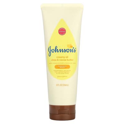 Johnson's Baby, Kreminis aliejus, Taukmedžio sviestas, Kakavos sviestas, 8 fl oz (236 ml)