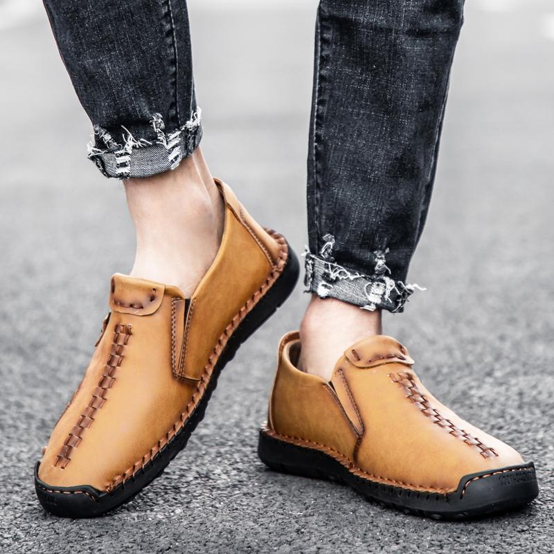 Plus Large Big Size Leather Casual Shoes for Men Loafers Man Moccasins Mens Driving Shoe Slip On Flats Male Rubber Sole