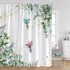 Cute Bird Plant Shower Curtain Hummingbird Pink Flower Green Leaves Nature Floral Bathroom Decor Polyester Bath Curtain