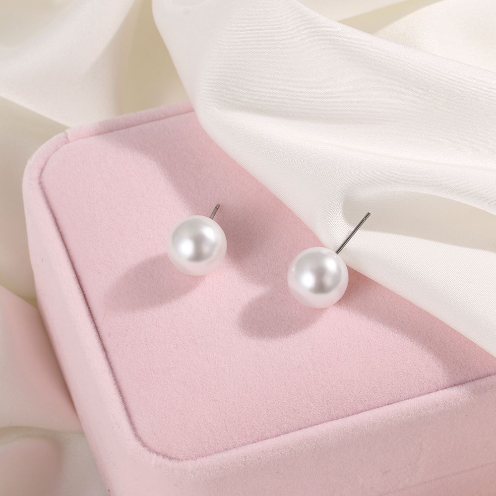 Round Shape Pearl Earrings 4mm 5mm 6mm 8mm 10mm 12mm Elegant Round Ball Earrings Jewelry Accessories Ear Stud Wedding Engagement