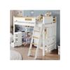 Lit superposé - 90x200cm - Blanc + couleurs naturelles - Avec barrières de sécurité - Table et armoire intégrées