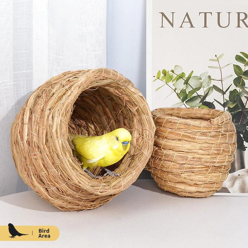 Birds Nest Bird Cage Natural Reed Grass Spherical Hummingbird Nest Outdoor Decorative Weaved Hanging Bird Nest Hous Proficient