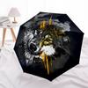 1pc Wolf Fashionable Automatic Opening/Closing Folding Umbrella with 8 Bones, Windproof Portable, Daily Use010